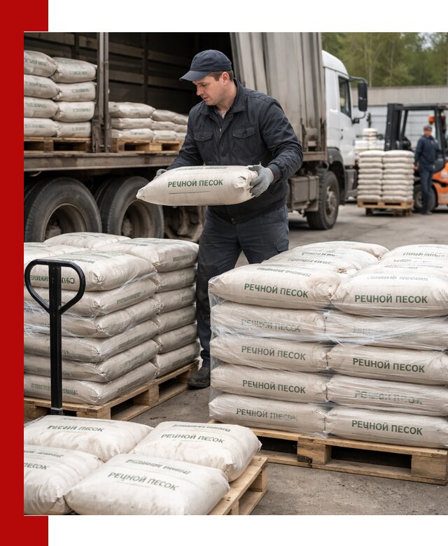 Речной песок в мешках с доставкой в калуге