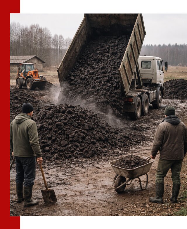 Доставка низинного торфа с разгрузкой и доставкой в калуге