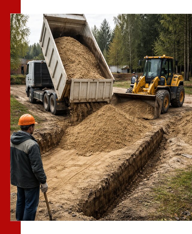 Доставка песчаного грунта в калуге для строительных работ