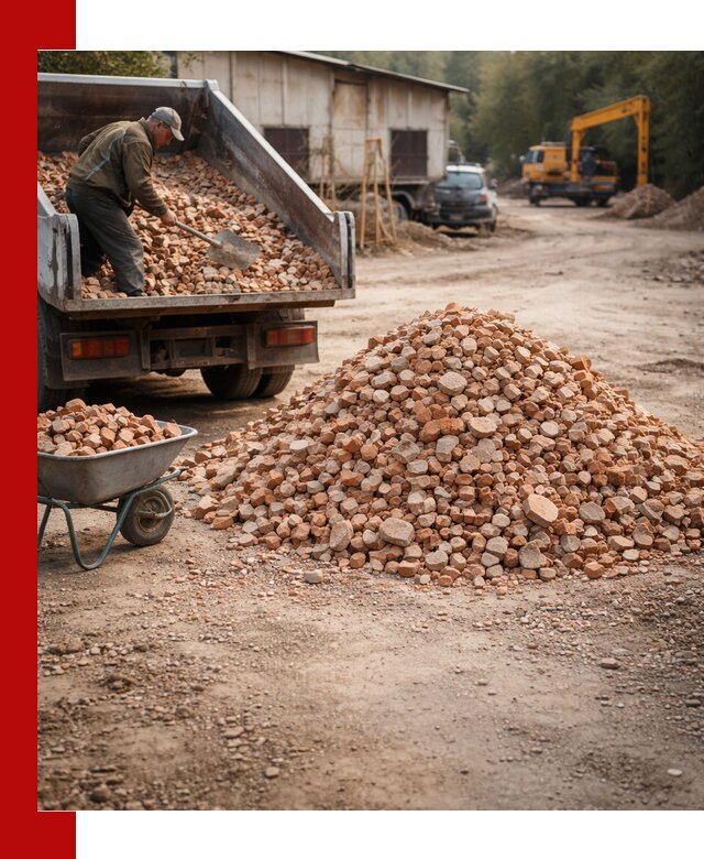 Доставка и подушка из боя кирпича с разгрузкой в калуге