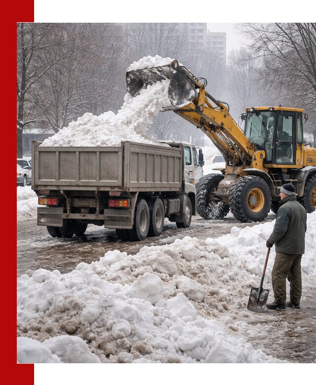 Вывоз снега грузовой техникой в калуге оперативно и чисто