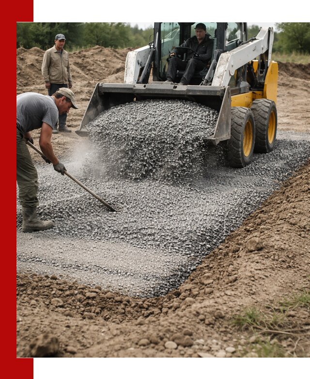 Устройство щебеночной подушки в калуге для дорог и фундаментов